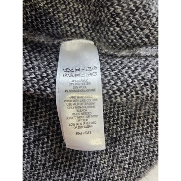 Max Studio Knit Wool Blend Gray/ Black Polka Dot Cardigan Cowl Neck Sweater 3x - Picture 4 of 8